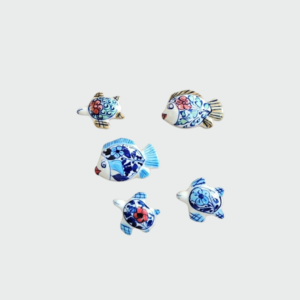 Hand-Painted Blue Pottery Fish & Turtle Figurines – Decorative Paperweight