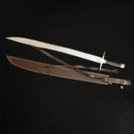 Handcrafted Heavy Iron Sword with Brass Design Handle