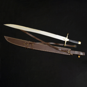 Handcrafted Heavy Iron Sword with Brass Design Handle