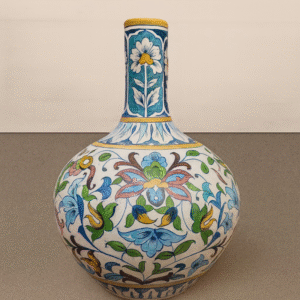 Handcrafted Blue Pottery Surahi Vase – Decorative Ceramic Floral Vase