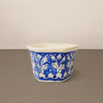 Handcrafted Blue Pottery Ceramic Planter Pot – Hexagonal Design