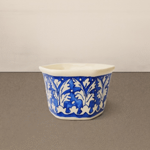 Handcrafted Blue Pottery Ceramic Planter Pot – Hexagonal Design