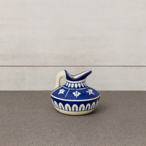 Handcrafted Blue Pottery Mini Table Vase – Multicolor Floral Design