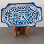 Handcrafted Blue Pottery Kebab Serving Plate – Rectangular Ceramic Platter