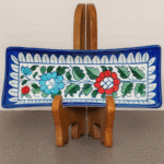 Handcrafted Blue Pottery Kebab Serving Plate – Rectangular Ceramic Platter