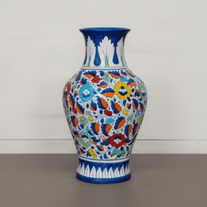 Handcrafted Multicolor Blue Pottery Floral Vase – Premium Decorative Ceramic Vase