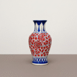 Handcrafted Blue Pottery Floral Vase – Red & Blue Ceramic Decorative Vase