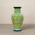 Handcrafted Green Blue Pottery Decorative Vase – Traditional Ceramic Flower Vase