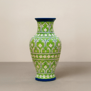 Handcrafted Green Blue Pottery Decorative Vase – Traditional Ceramic Flower Vase