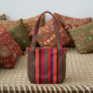 Handmade Multicolor Striped Tote Bag