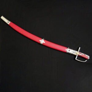 Stainless Steel Sword with Red Leather Scabbard – Decorative Display Sword