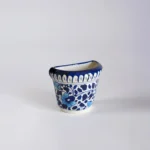 Handcrafted Ceramic Wall Hanging Flower Pot – Blue Floral Decorative Planter
