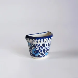 Handcrafted Ceramic Wall Hanging Flower Pot – Blue Floral Decorative Planter