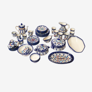 Hand-Painted Multicolor Kashi Kari Ceramic Dinner Set