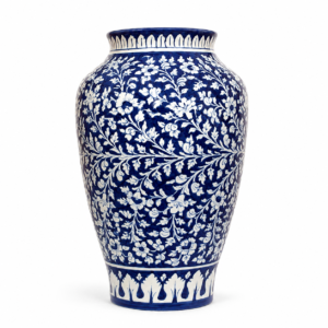 Handcrafted Blue & White Floral Decorative Vase