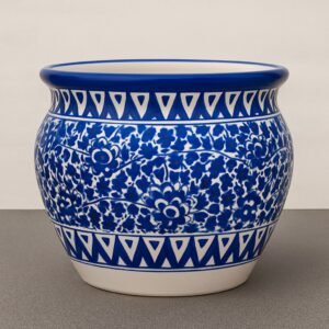 Handcrafted Blue & White Palm Bowl